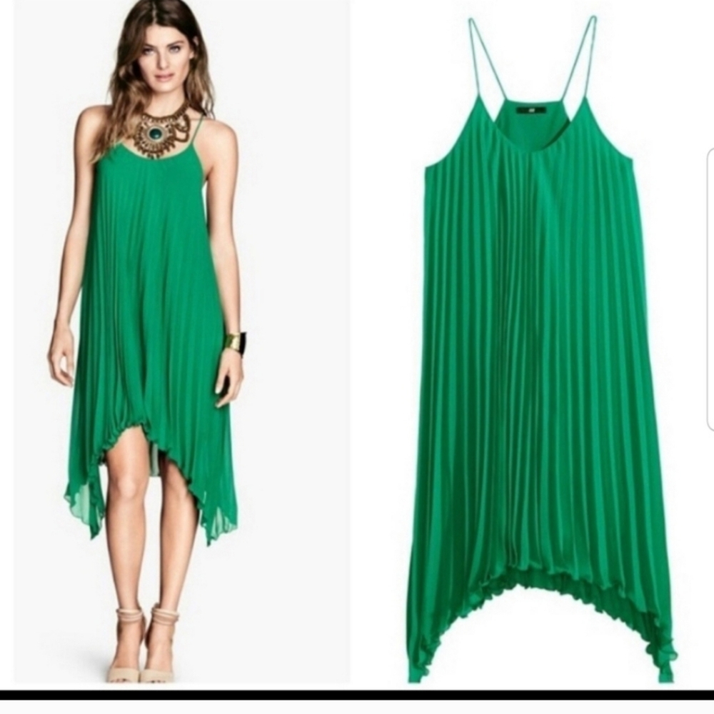 H&M Green Pleated Dress